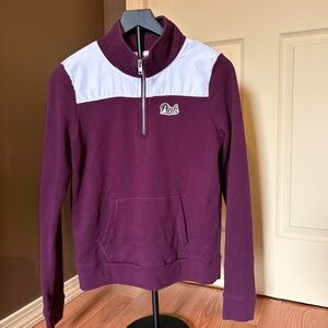 Victoria Secret Pink  Maroon and White Quarter-Zip Pullover